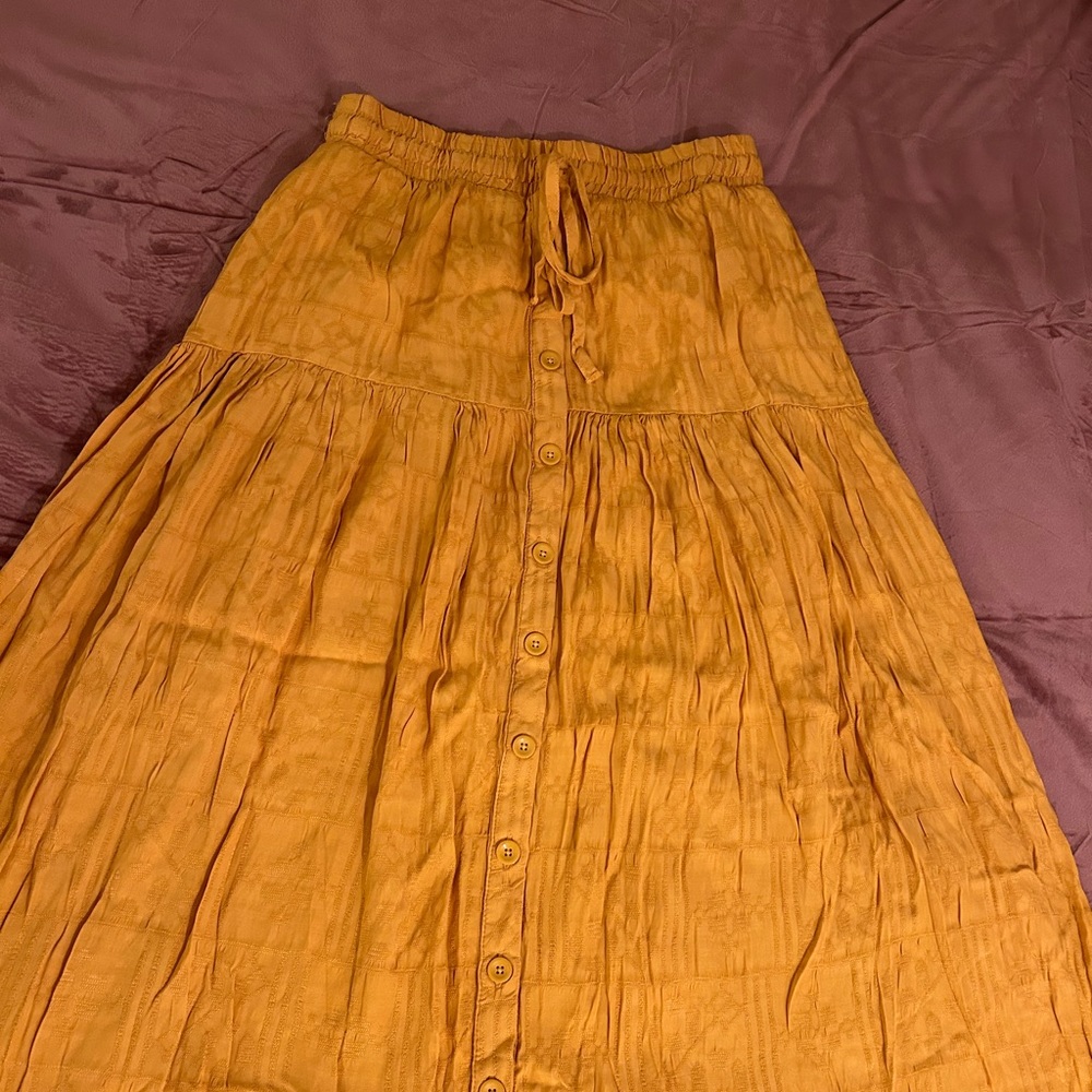 Meave by Anthropolgy mustard yellow skirt, size small